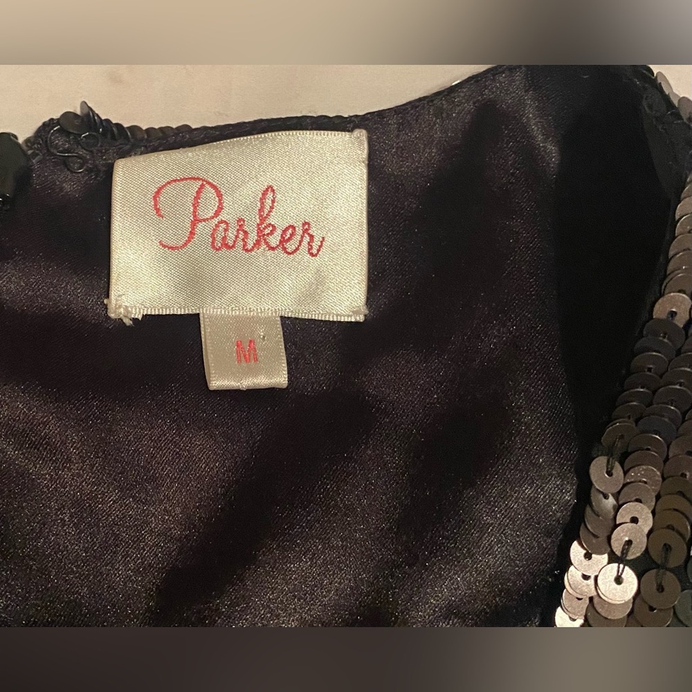 Parker Black and Tan Sequin Sheath Mini Dress - Medium - Picture 3 of 14
